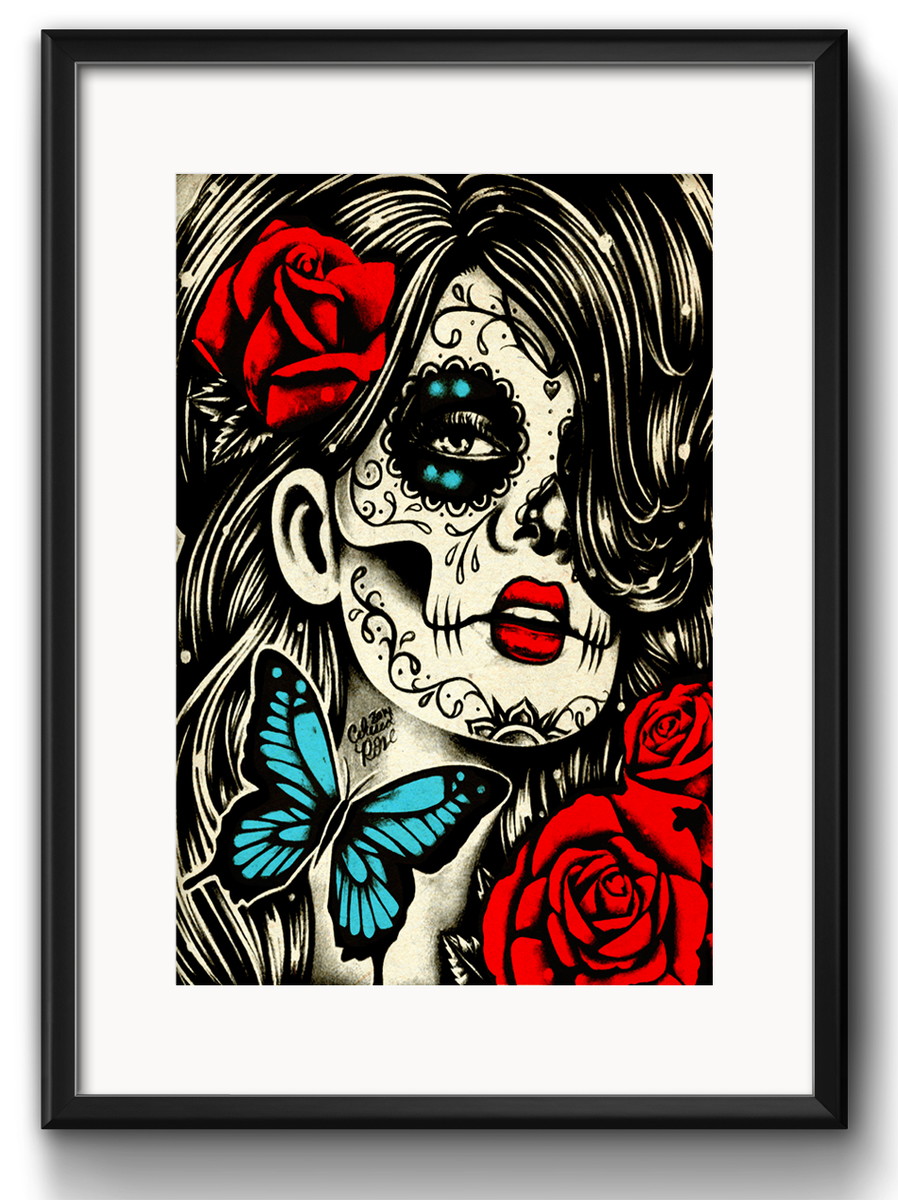quadro catrina caveira com