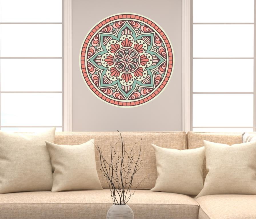 Adesivo de parede mandala 60cm Lojadecoreacasa Mandalas Elo7 Como Fazer Artesanato Reciclagem De Garrafa Pet ~ Adesivo de parede mandala 60cm Lojadecoreacasa Mandalas Elo7