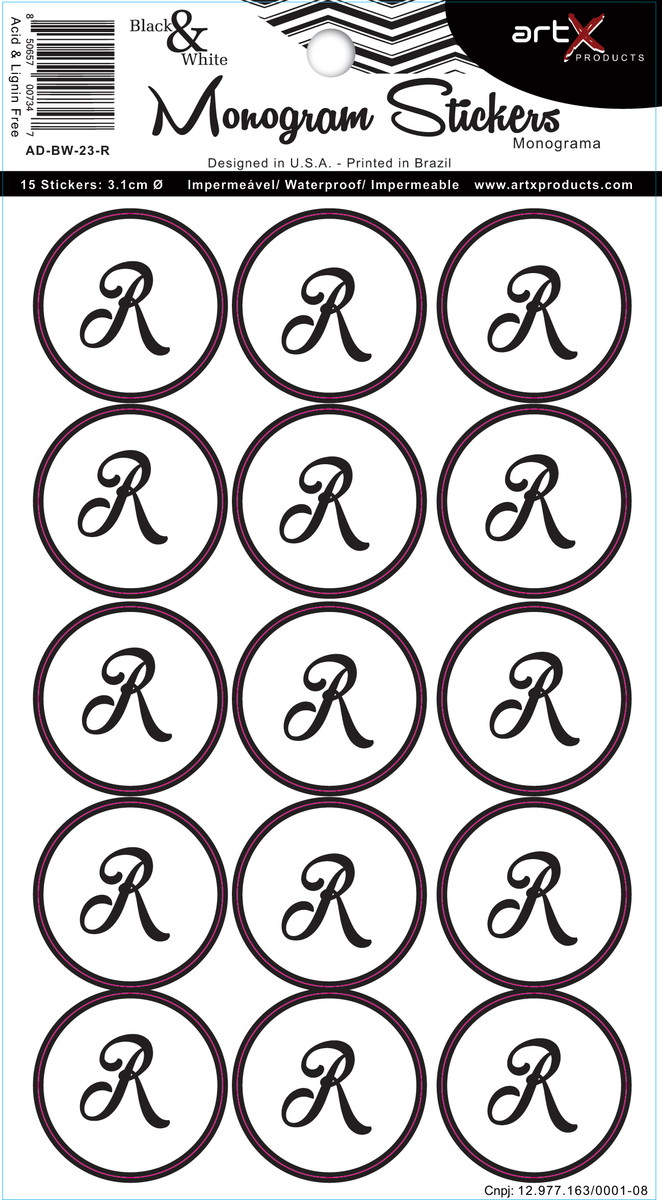 Adesivo Com a Letra R #ad-bw-23-r no Elo7  Smartshop 