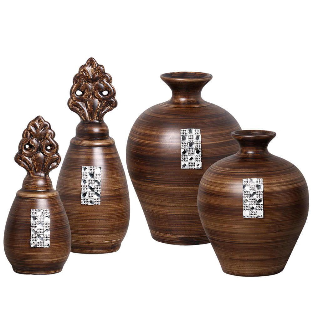 Par de vasos + par de enfeites p sala Cer u00e2mica Burguina Elo7 Enfeite De Rack ~ Par de vasos + par de enfeites p sala Cer u00e2mica Burguina Elo7