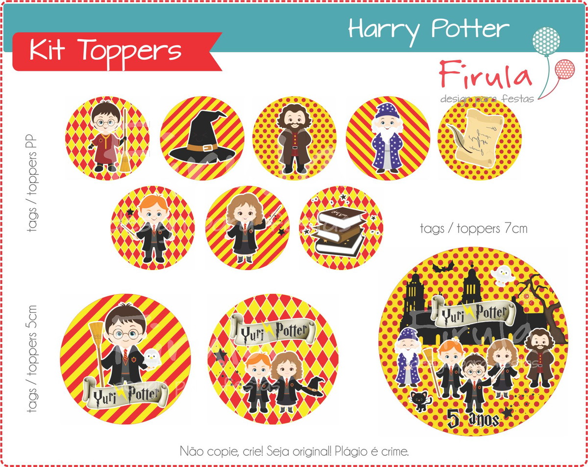kit digital toppers tags harry potter no elo7 firula festas 823a9c