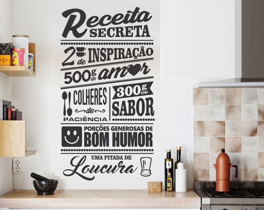 Adesivo Decorativo De Parede Para Cozinha Receita Secreta R$ 44,90 em Mercado Livre Artesanato Com Tecido E Cola ~ Adesivo Decorativo De Parede Para Cozinha Receita Secreta R$ 44,90 em Mercado Livre