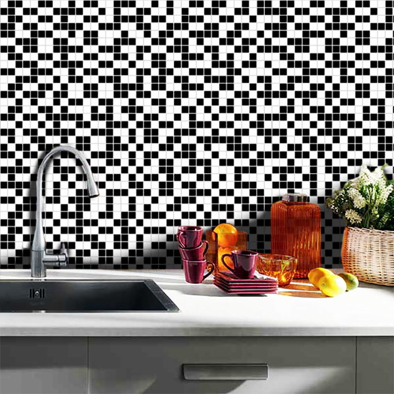 Adesivo Pastilhas Preto e Branco 10x10cm TaColado Adesivo De Cozinha ~ Adesivo Pastilhas Preto e Branco 10x10cm TaColado