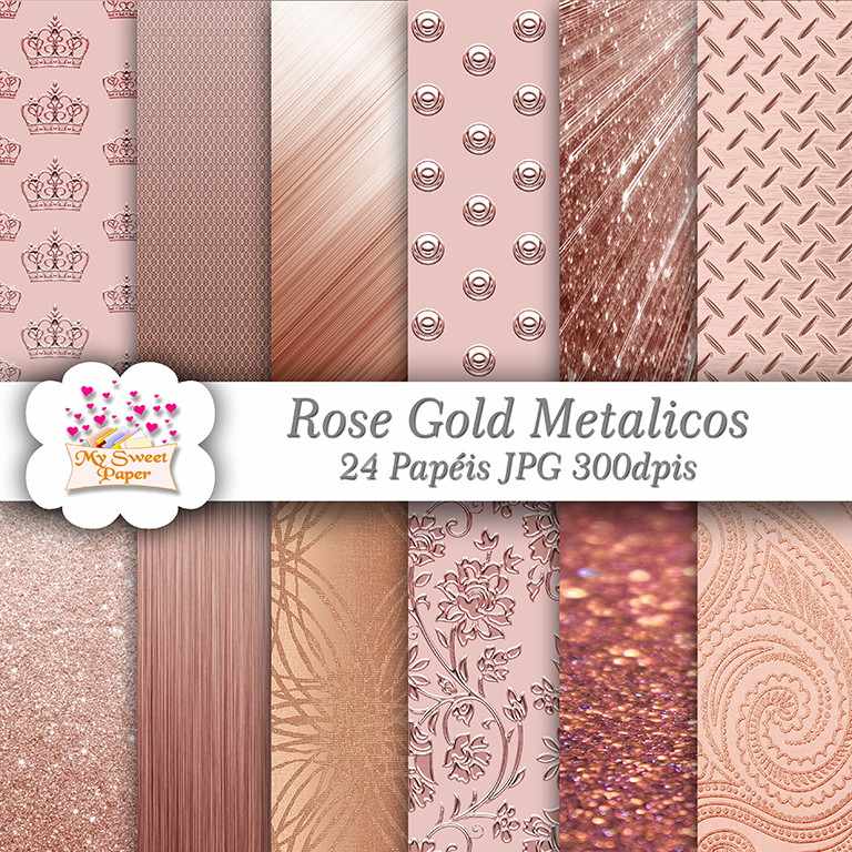 Kit Papel Digital Rose Gold no Elo7 My Sweet Papers (878A17) Aparador Rommanel Valor ~ Kit Papel Digital Rose Gold no Elo7 My Sweet Papers (878A17)