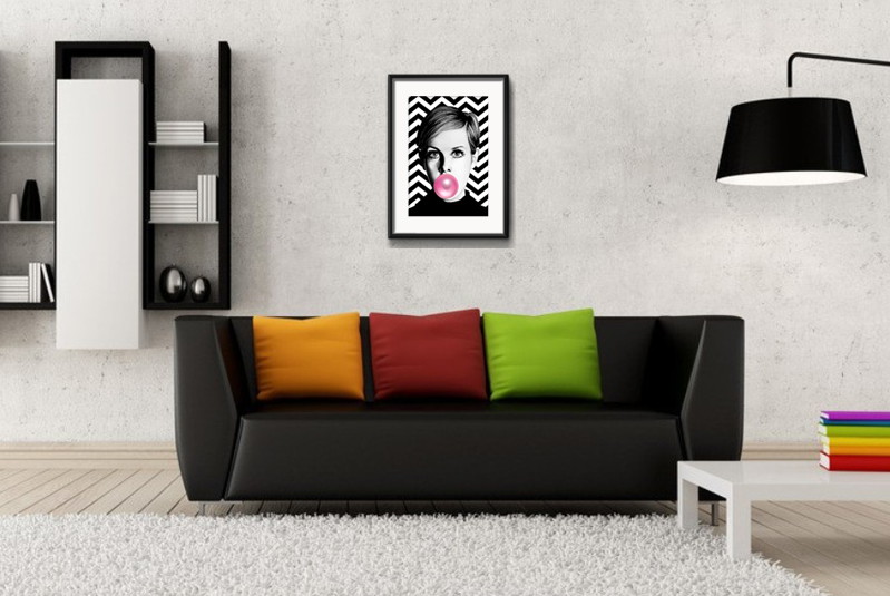Quadro Decorativo Chiclete Ping Pong Retrô com Paspatur