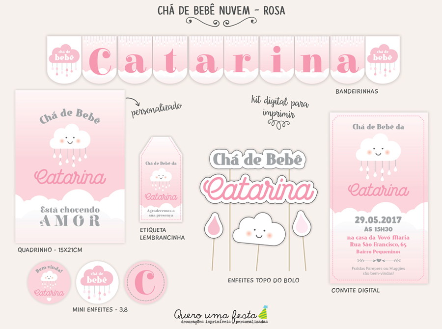 Kit Chá de Beb u00ea Nuvem Rosa digital no Elo7 Quero uma festa (8FF20F) -> Decoração Chá De Bebê Nuvem Kit Chá de Beb u00ea Nuvem Rosa digital no Elo7 Quero uma festa (8FF20F) -> Decoração Chá De Bebê Nuvem