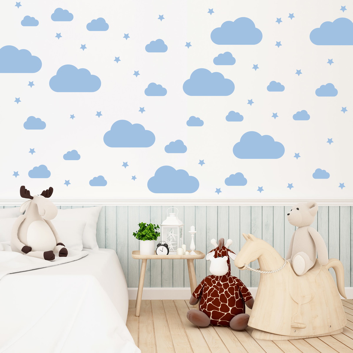 Adesivo Quarto Infantil 64 Nuvens Azul Quartinhos Elo7 Armario Modulado Quarto Casas Bahia ~ Adesivo Quarto Infantil 64 Nuvens Azul Quartinhos Elo7