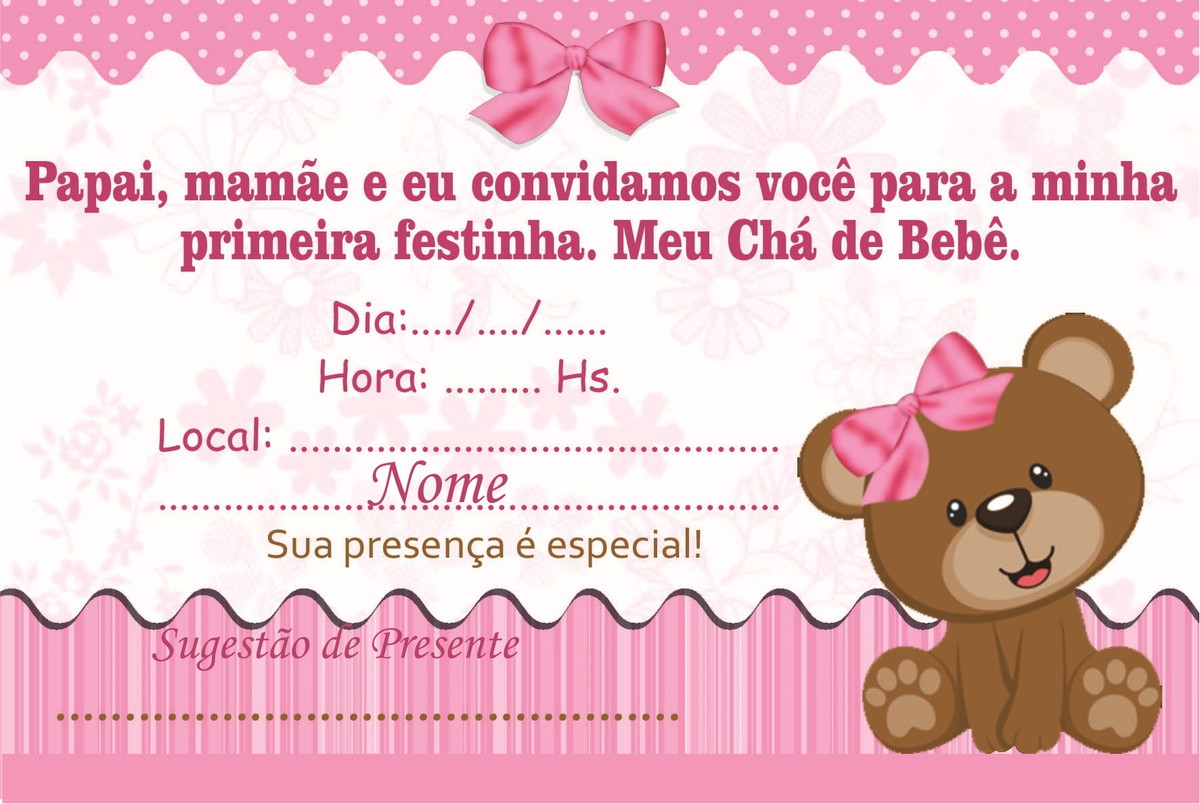 convite cha de bebe ursinha no elo7 personalize cha de bebe convites