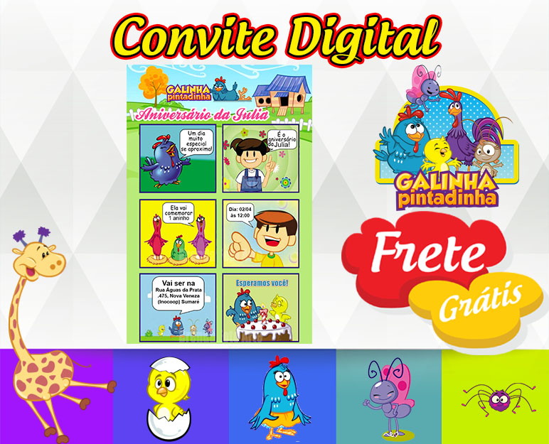 convite digital galinha pintadinha 5 no elo7 ariana lembrancinhas
