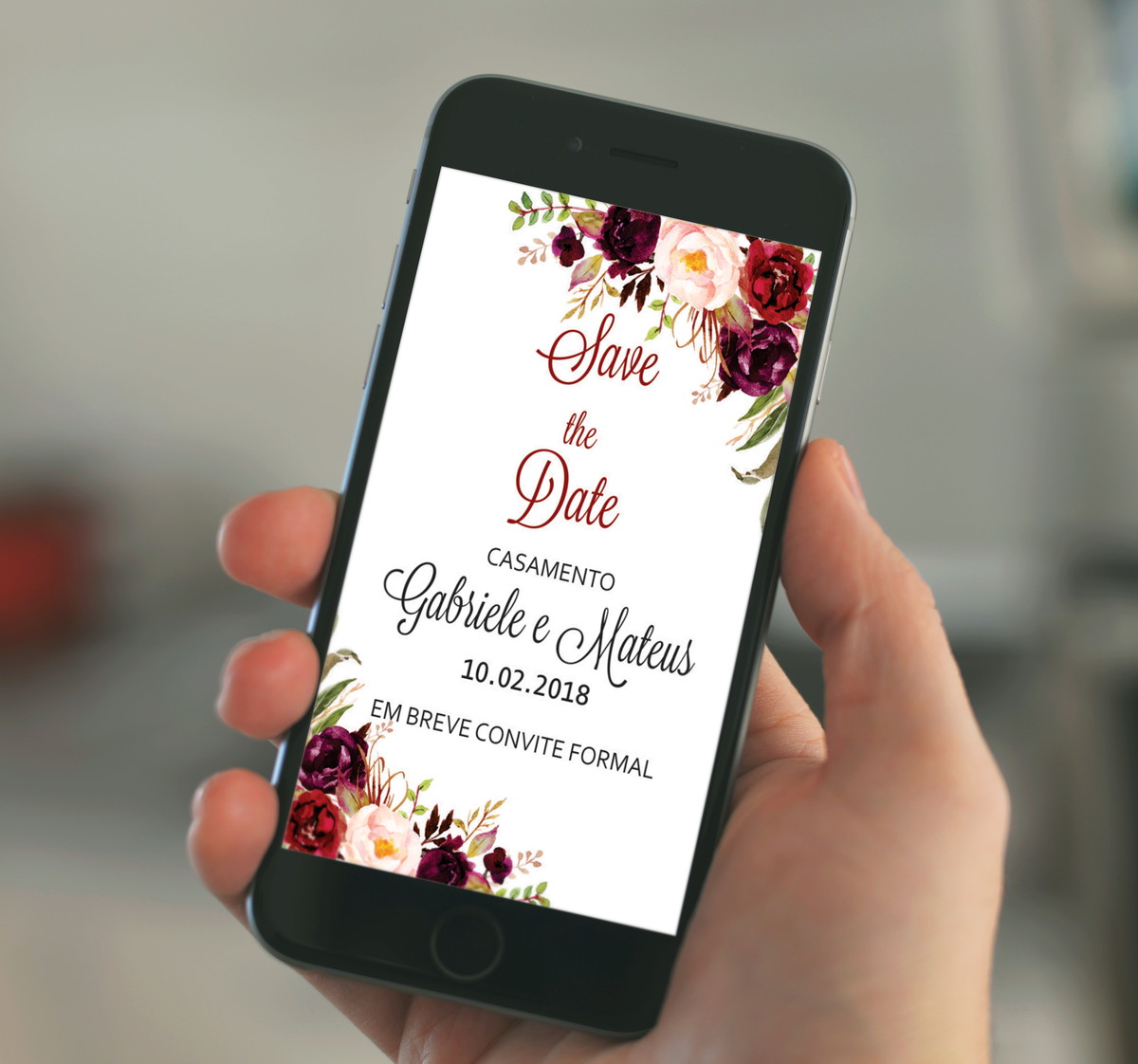 save the date floral marsala digital no elo7 fê franco artes