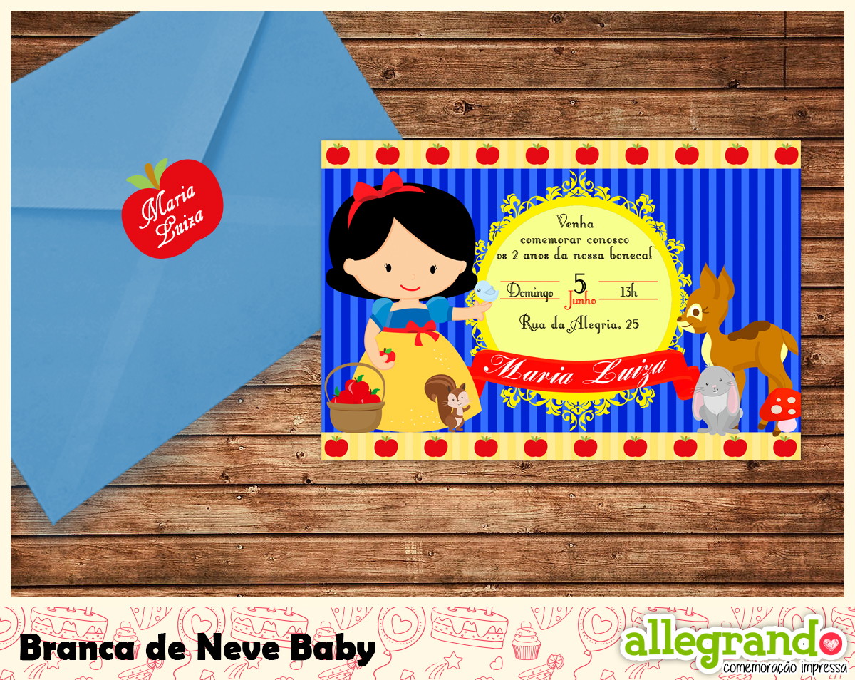 convite branca de neve baby para imprimir no elo7 allegrando
