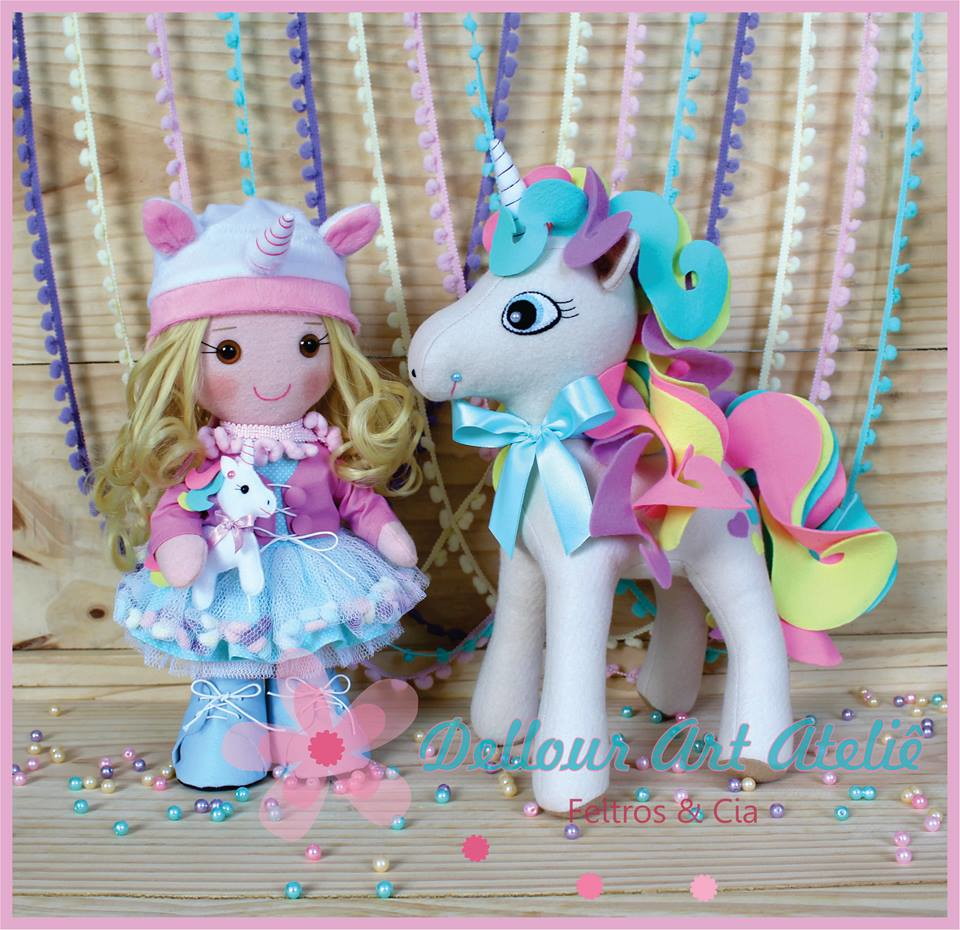 Unicórnio e Boneca Feltro no Elo7 DEILZA DOS SANTOS Armario Kit Verona ~ Unicórnio e Boneca Feltro no Elo7 DEILZA DOS SANTOS