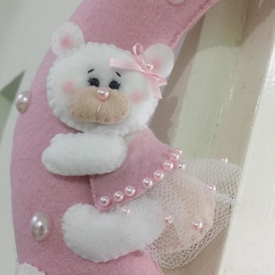 Enfeite de porta Lua Ateli u00ea Felt com Amor Elo7 Enfeite De Lua ~ Enfeite de porta Lua Ateli u00ea Felt com Amor Elo7