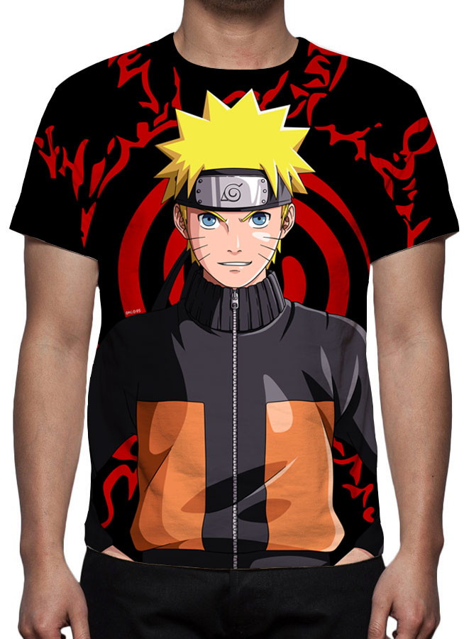 Camiseta Camisa Estampada Full Anime Naruto Aldeia da Folha