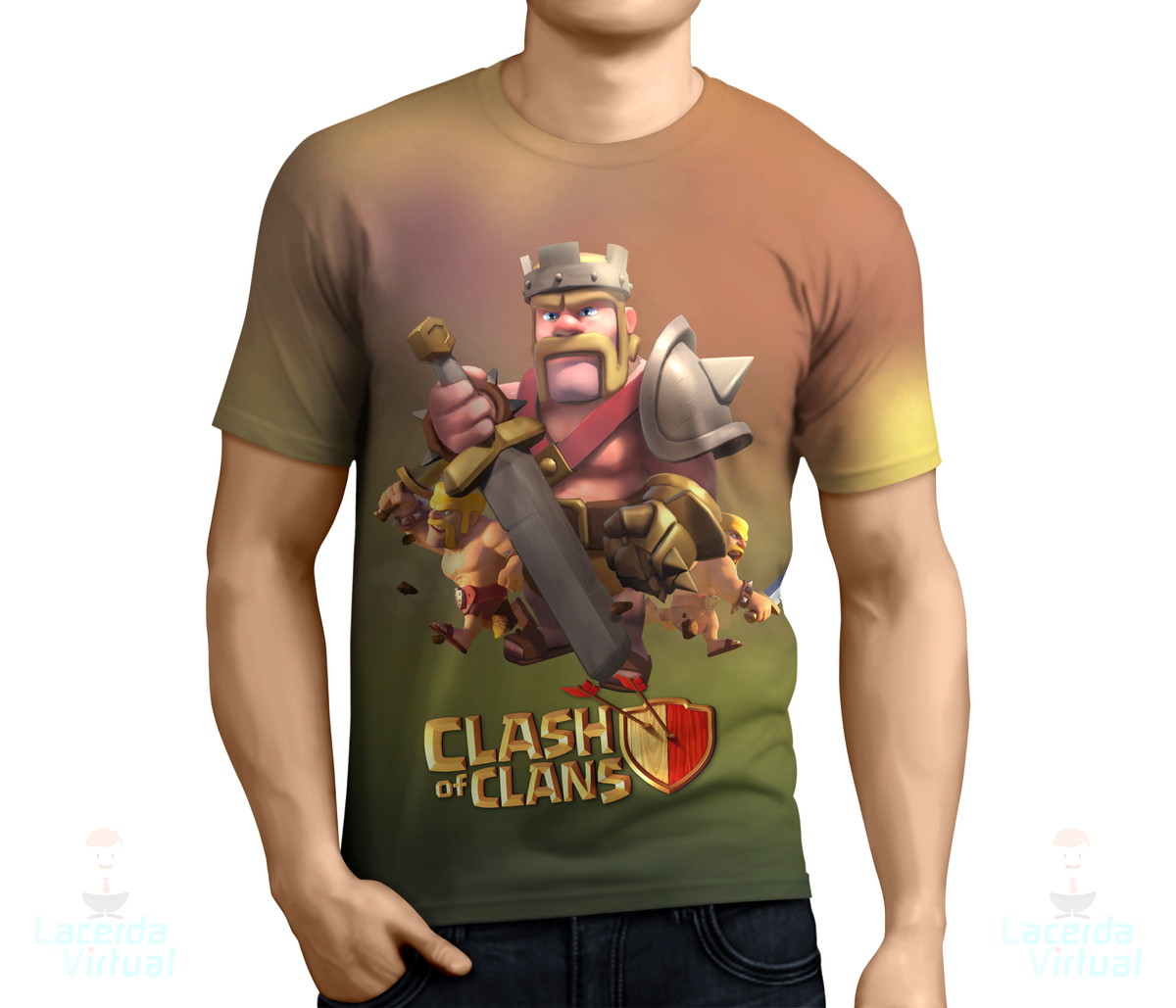 camisa camiseta clash of clans rei bárbaro estampa total no elo7