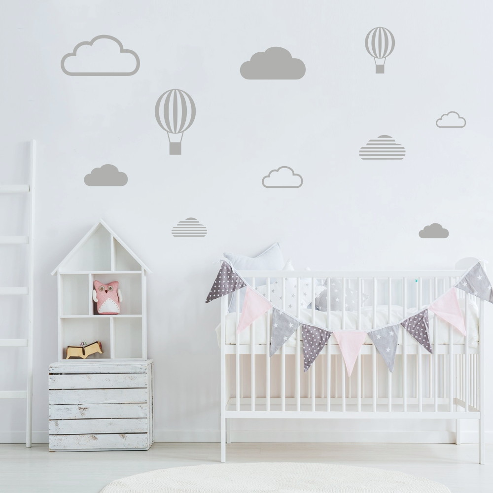 Adesivo nuvens e balões cinza claro Decorando Adesivos Aparador Tok Stok Preto ~ Adesivo nuvens e balões cinza claro Decorando Adesivos