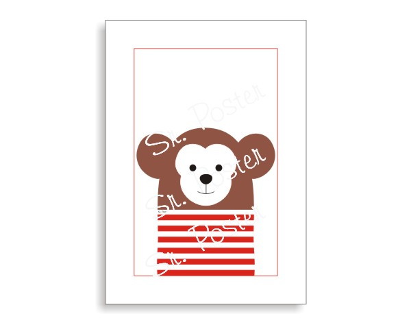 poster stripes animal monkey