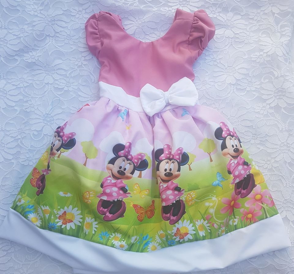 vestido tematico da minnie rosa