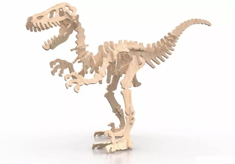 Quebra Cabeça 3D mdf Mini Dinossauro Velociraptor - Genitori Laser