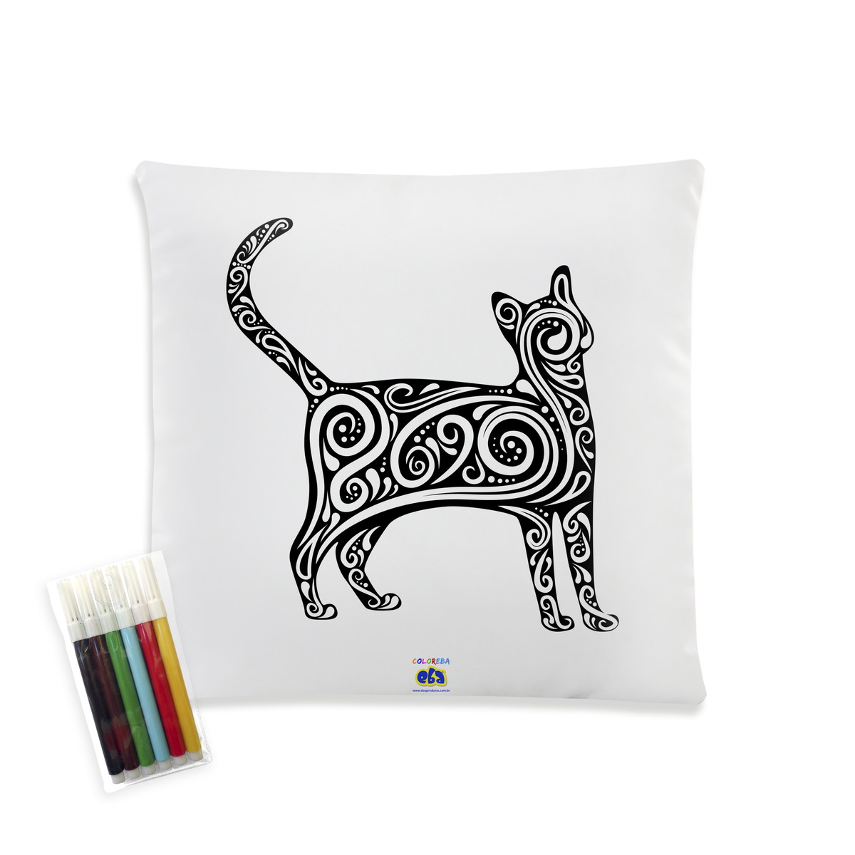 almofada gato para colorir com canetinhas 40x40cm gatinho no elo7