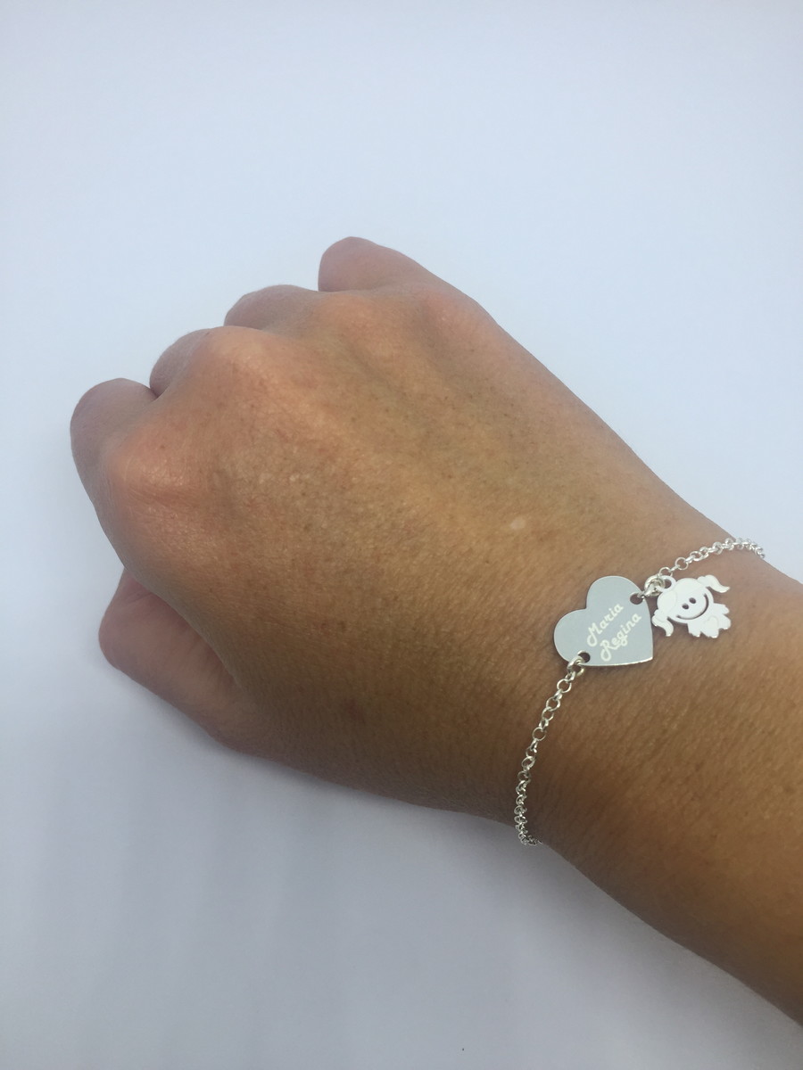 Pulseira com Nome dos Filhos em Prata no Elo7 | Prataria Moderna (C65916)