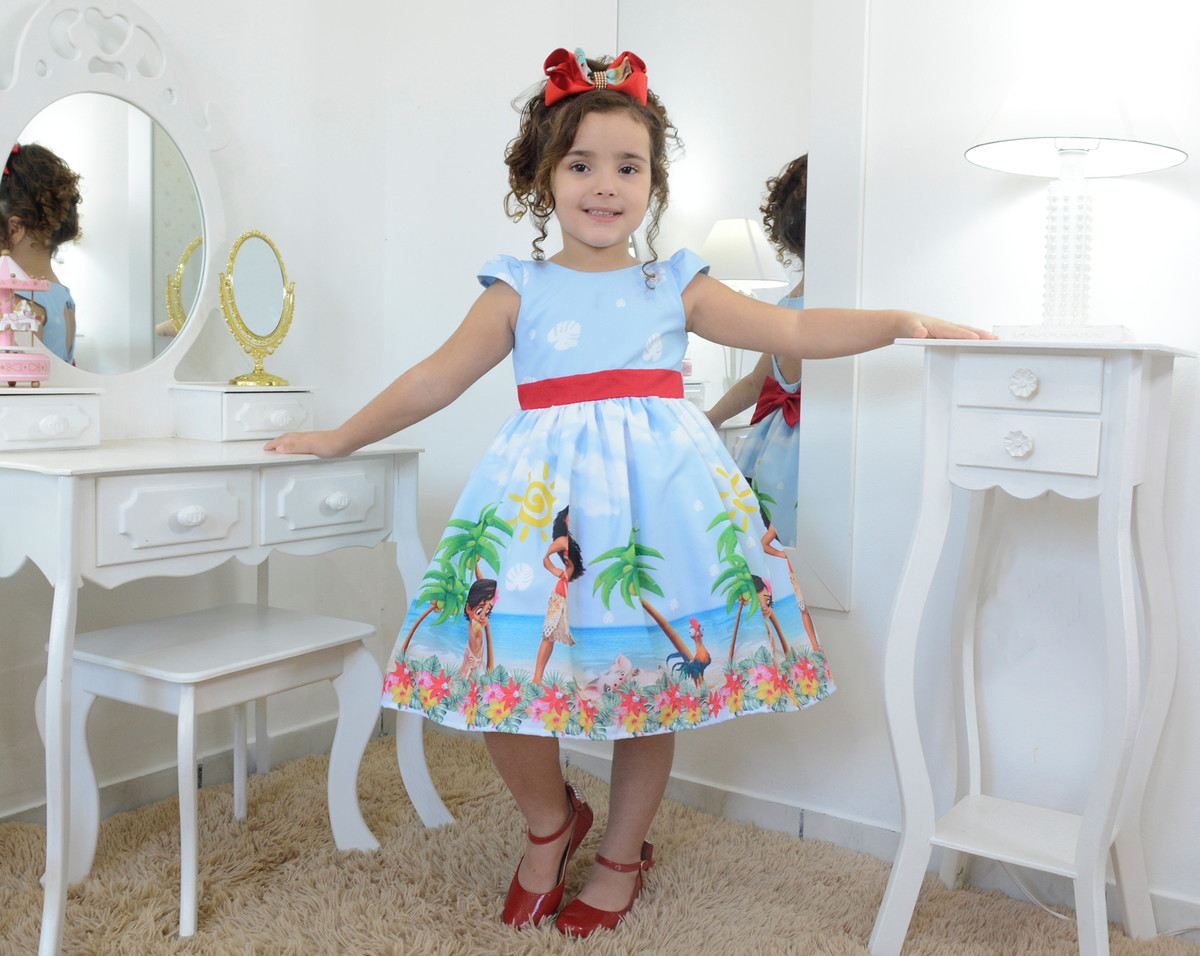 Vestido moana de verão para meninas, roupa feminina para bebês