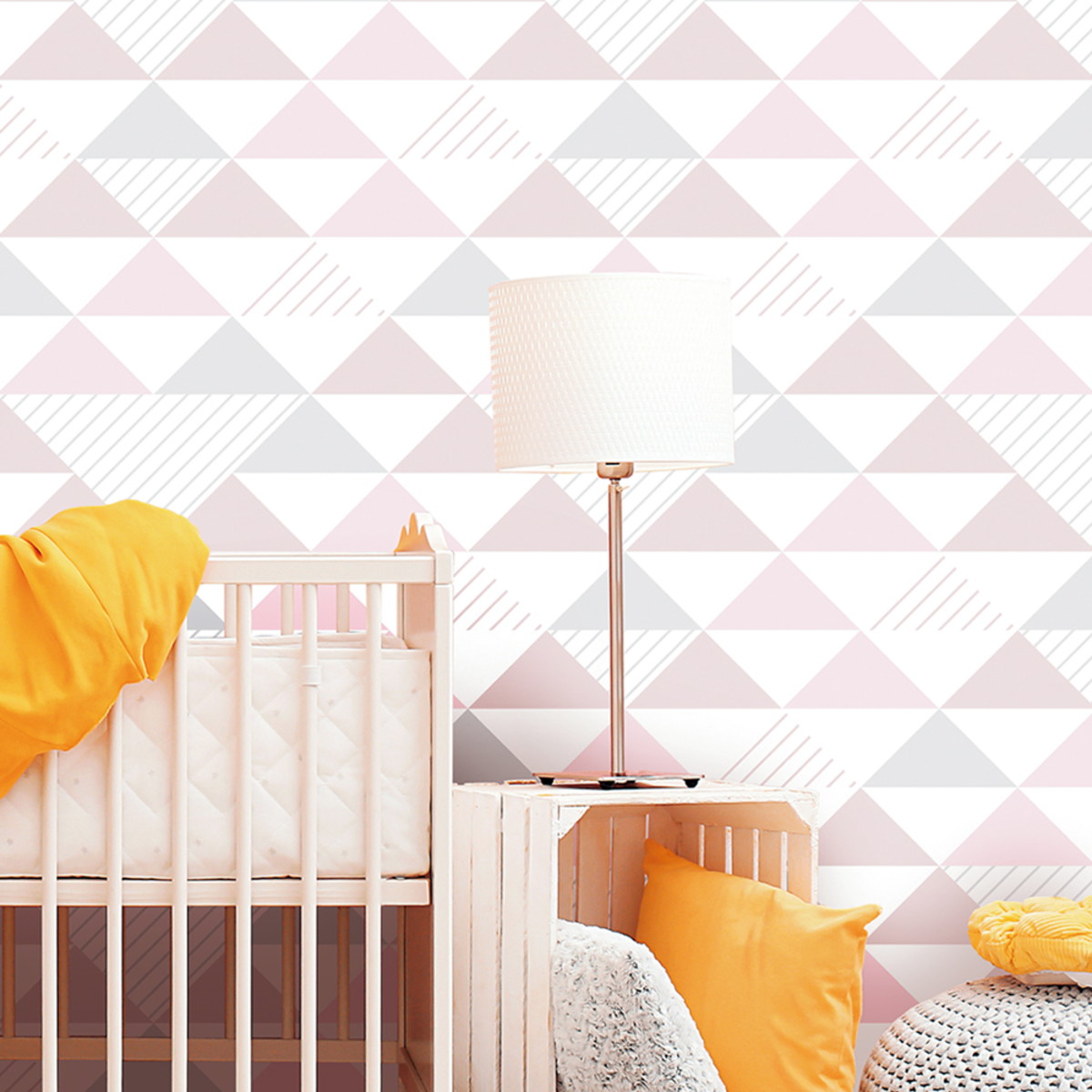 Papel Parede Triangulo Geometrico Tons Rosa Cinza 3m Ppg228