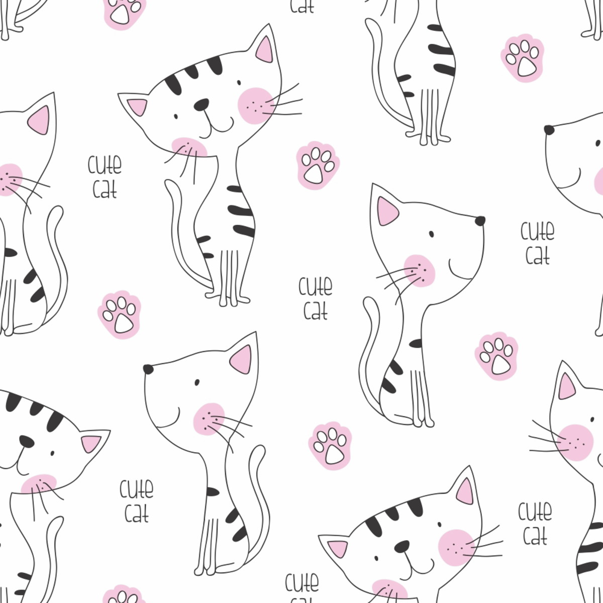 Papel De Parede Infantil Gato Cat Pet Pata Fofo 3m Ppi169
