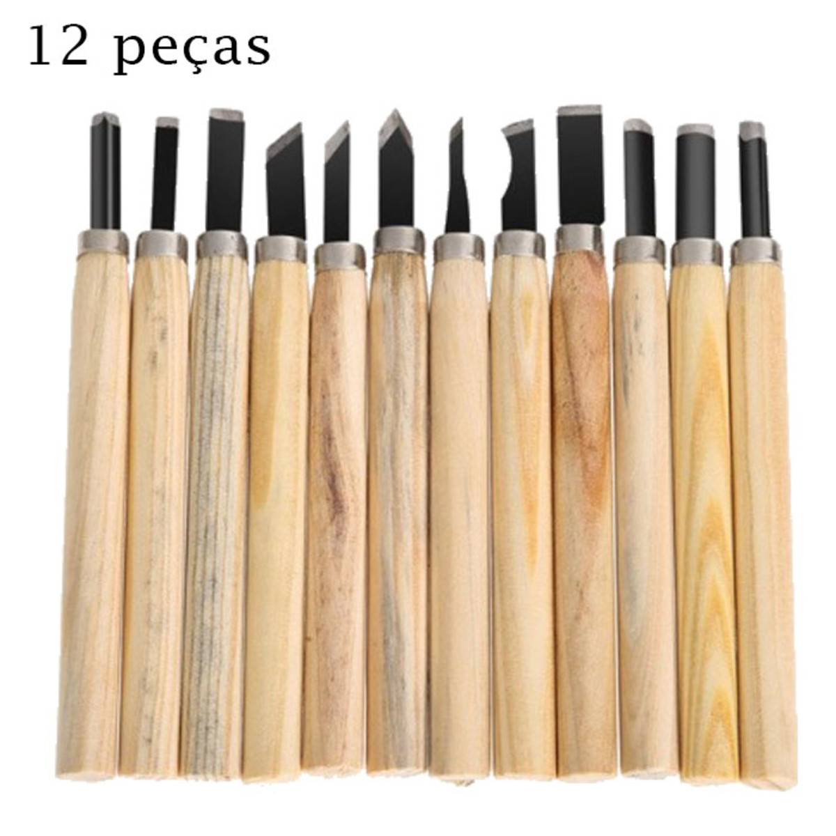 Kit 12 estecas de madeira entalhe goiva escultura no Elo7