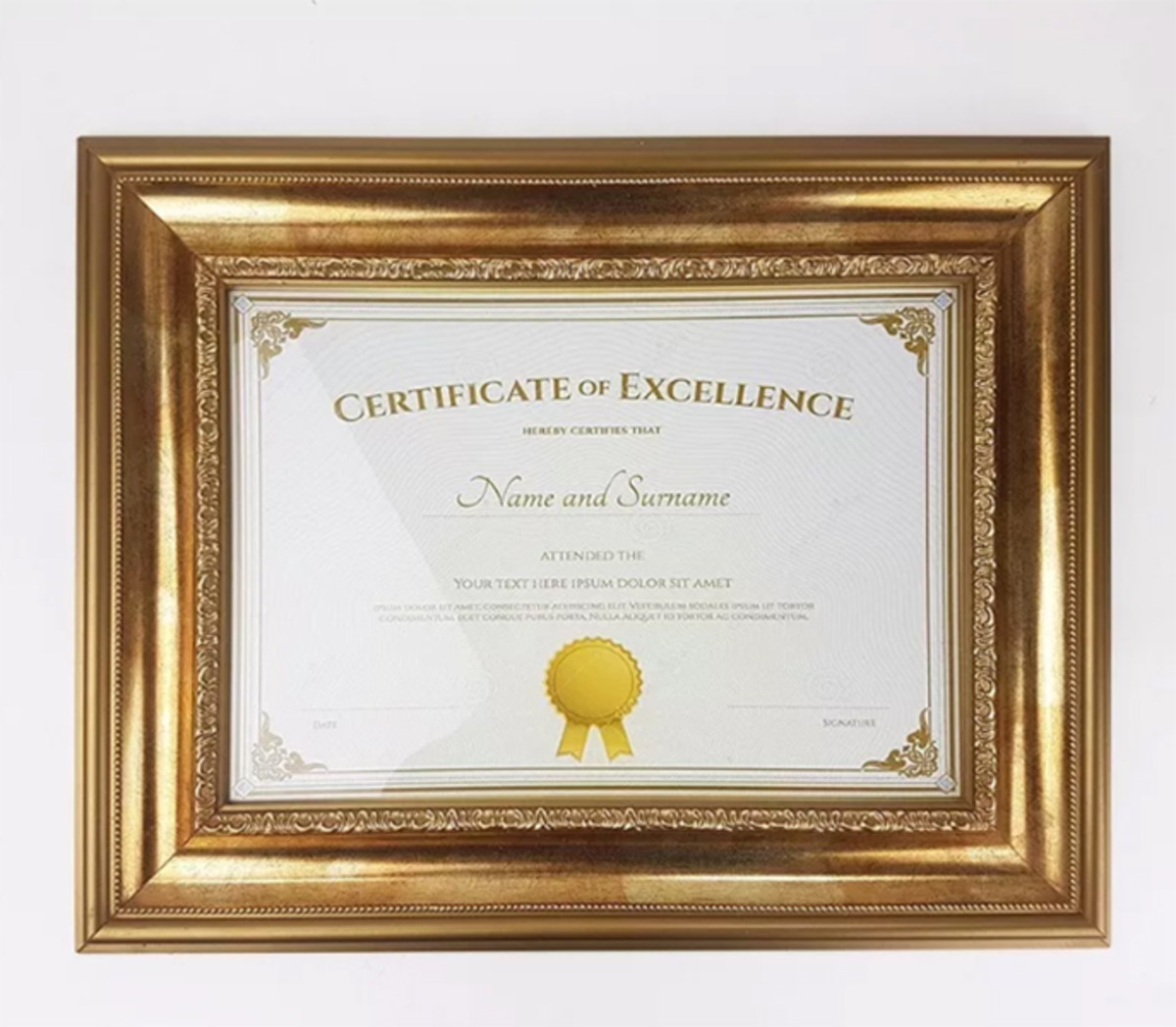 moldura p certificado diploma a4 dourada vidro luxo no molduras para certificados e diplomas