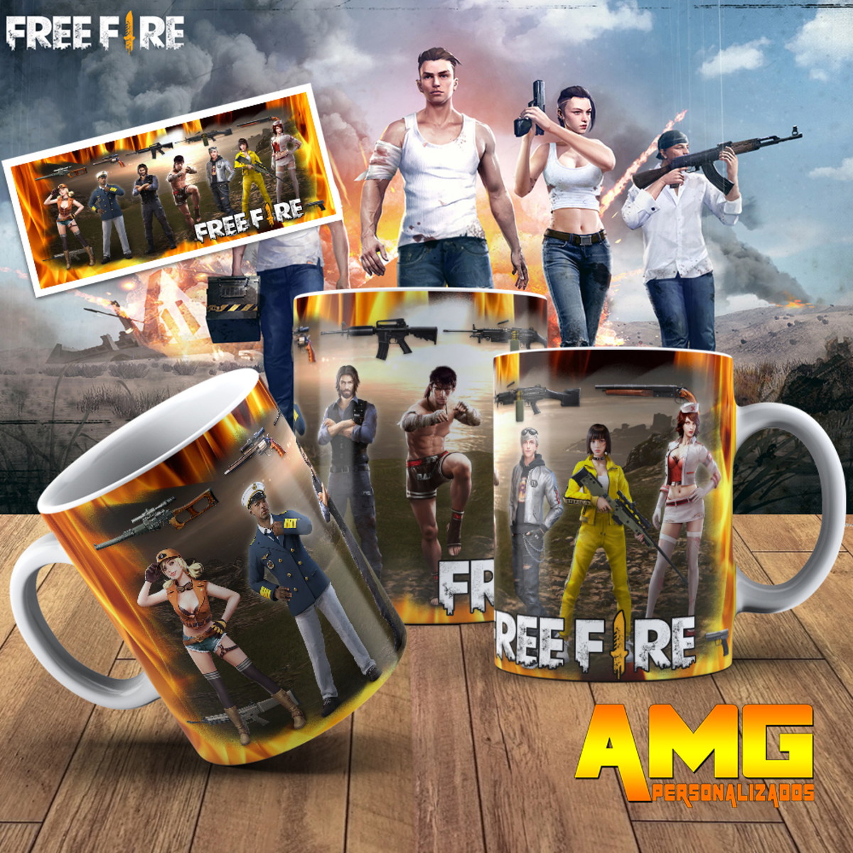 Caneca Free Fire Personalizada - Coloque Seu Nome