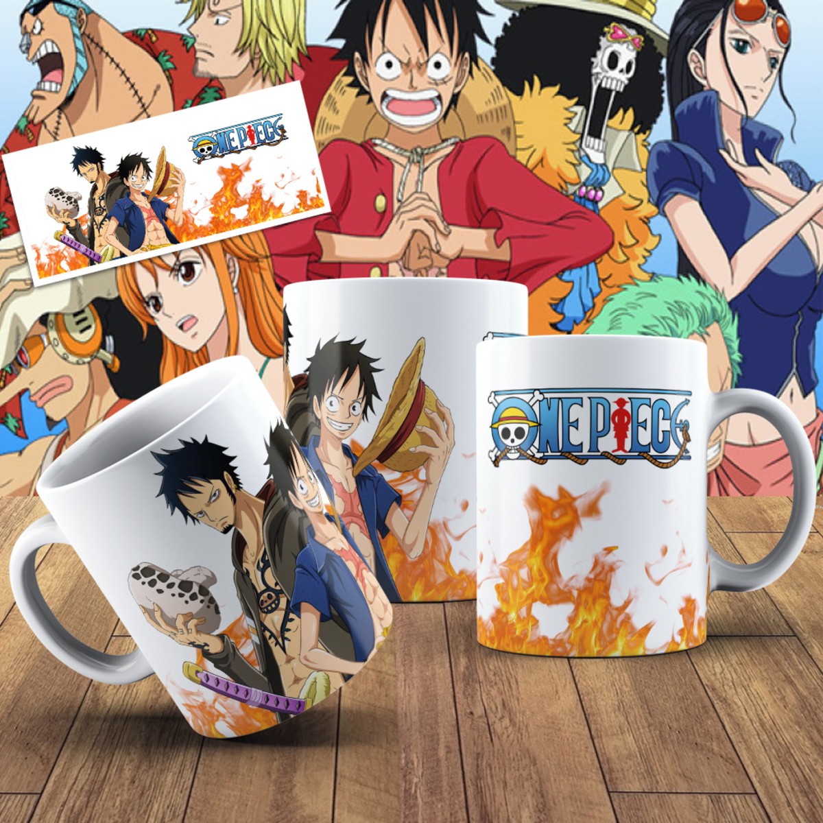 Caneca One Piece Personagens Com Poses