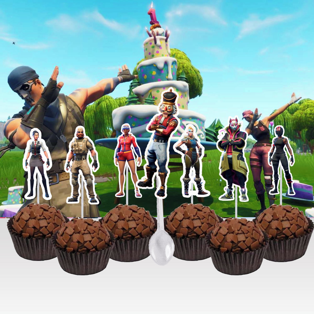 topper para docinhos fortnite battle royale aplique colher no elo7