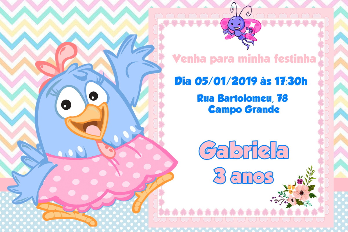 Convite de Aniversário Galinha Pintadinha Candy Edite Online