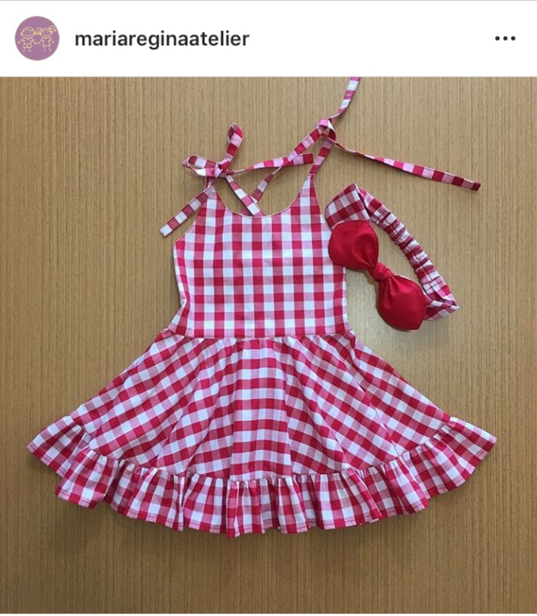 vestido xadrez infantil vermelho