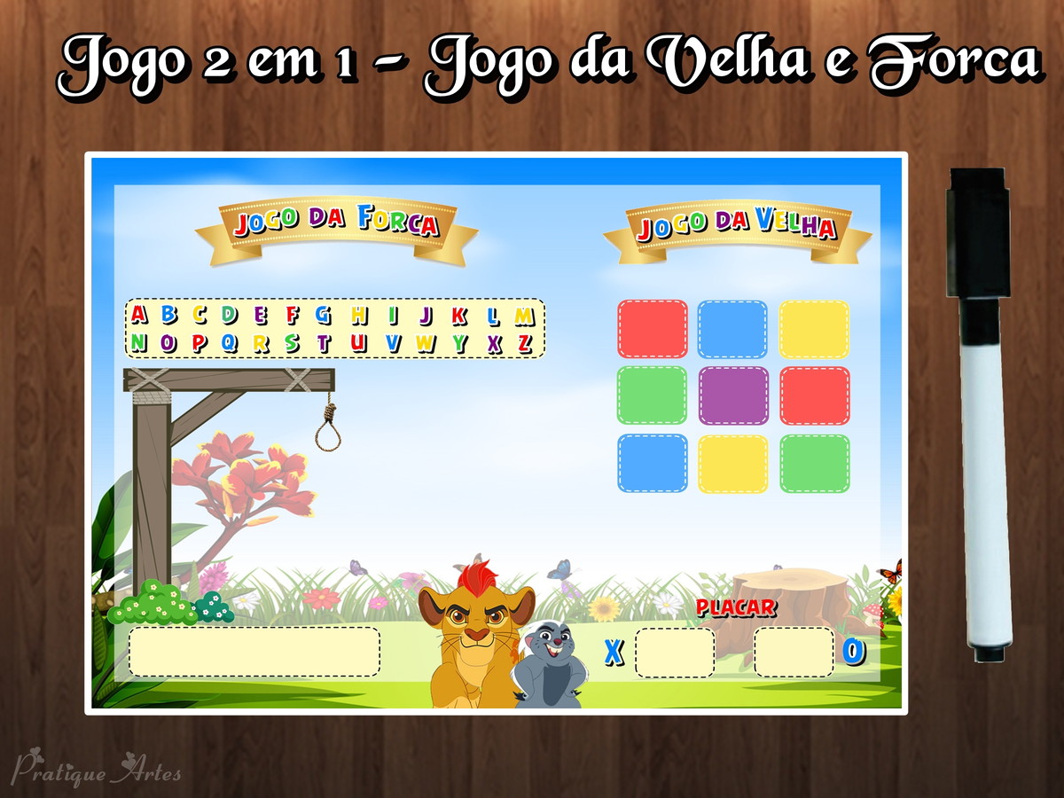 Jogo 2 em 1 - Forca e Jogo da Velha - A Guarda do Leão no Elo7 | Ateliê