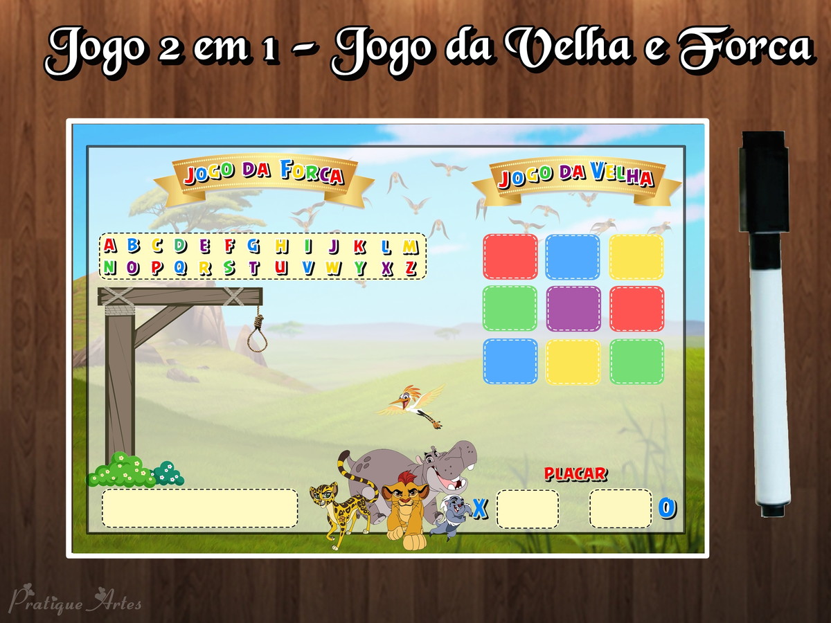 Jogo 2 em 1 - Forca e Jogo da Velha - A Guarda do Leão no Elo7 | Ateliê