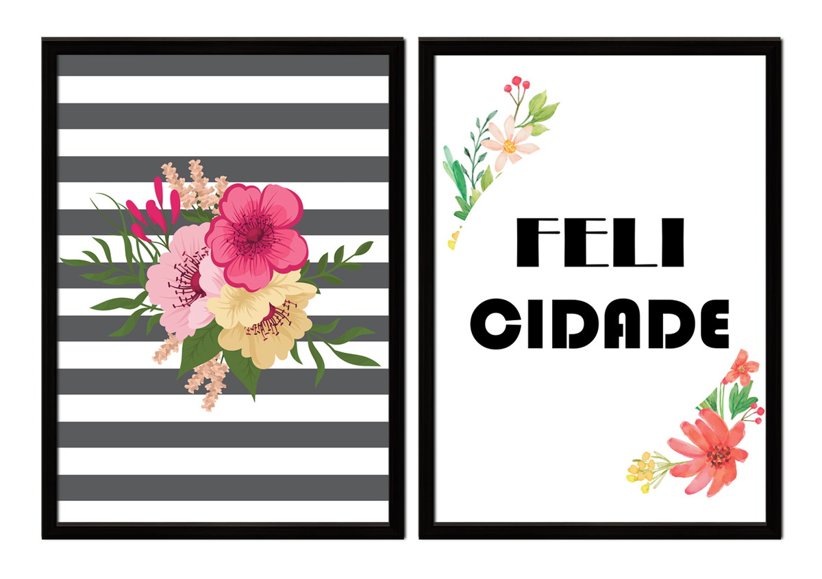 conjunto dois quadros desenho de flores flores desenhar