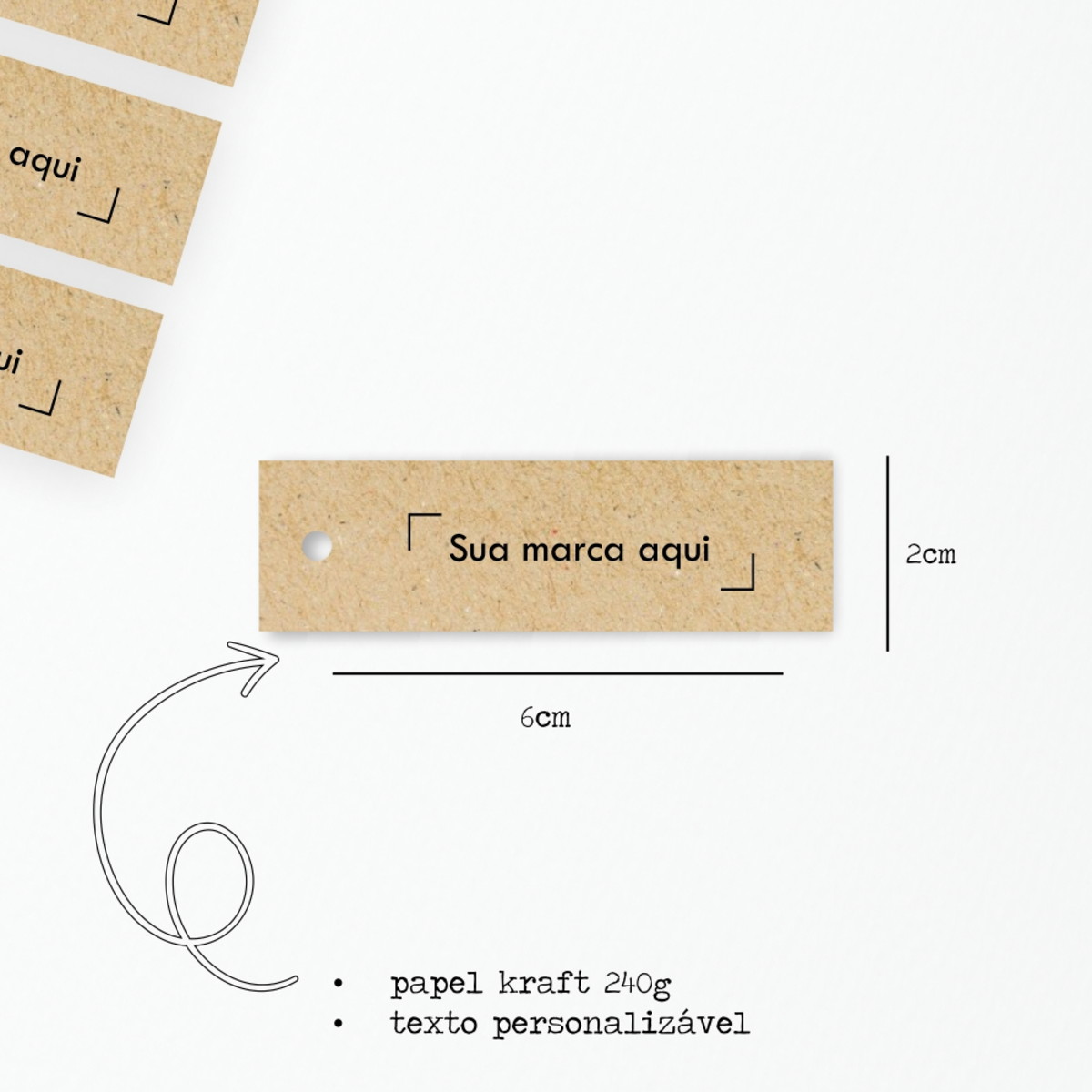 Tag Kraft Personalizada 6x2cm Tag Kraft Personalizada 6x2cm