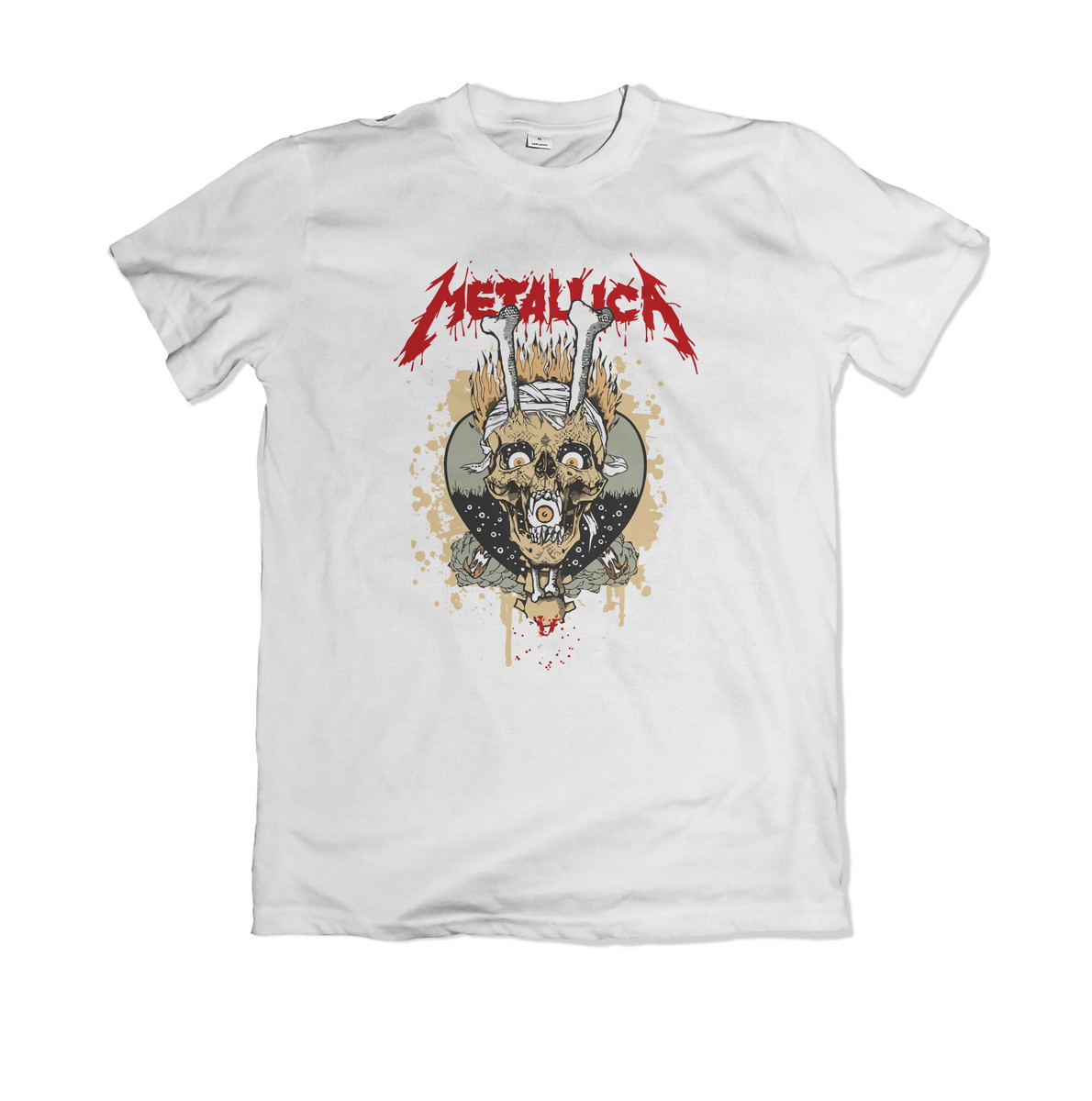 camiseta branca metallica