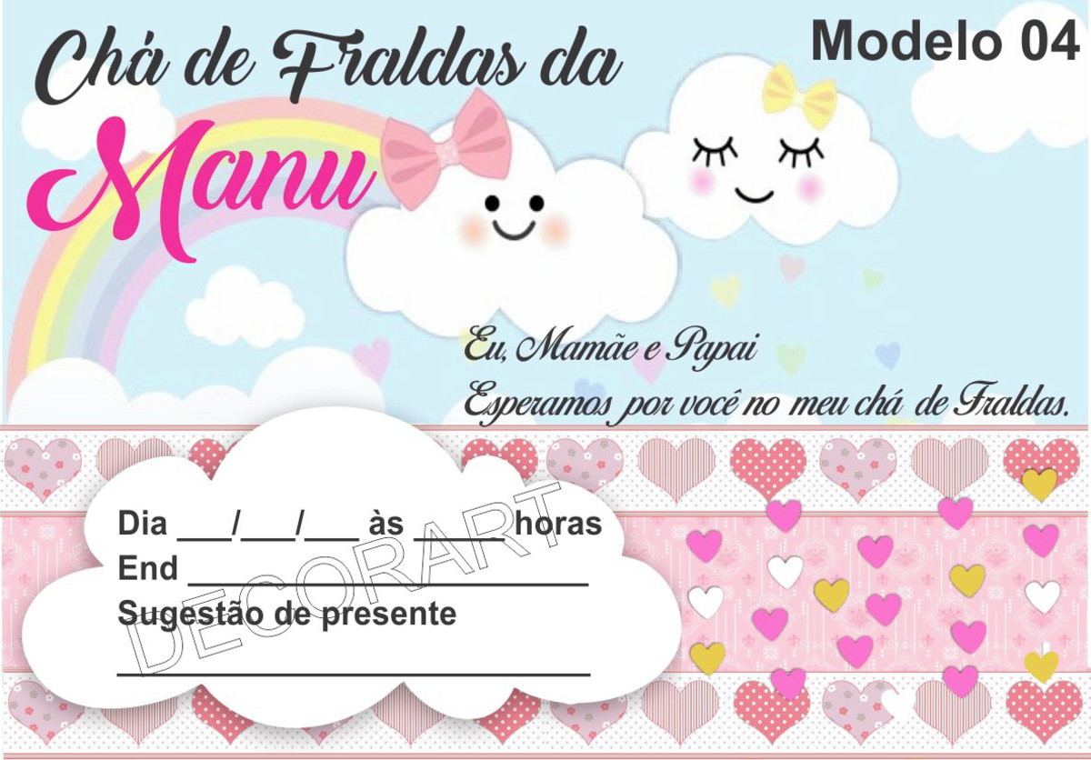 ▷ 10 Convites Chá de Bebê Chuva De Amor