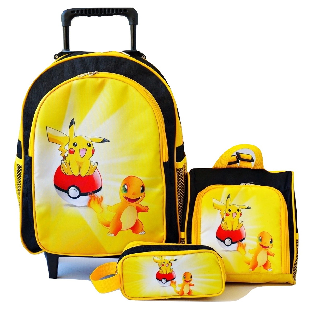 3 Piezas Pokémon Pikachu Mochila Escolar Lancheira Saco Lápi 3 Piezas Pokémon Pikachu Mochila Escolar Lancheira Saco Lápi