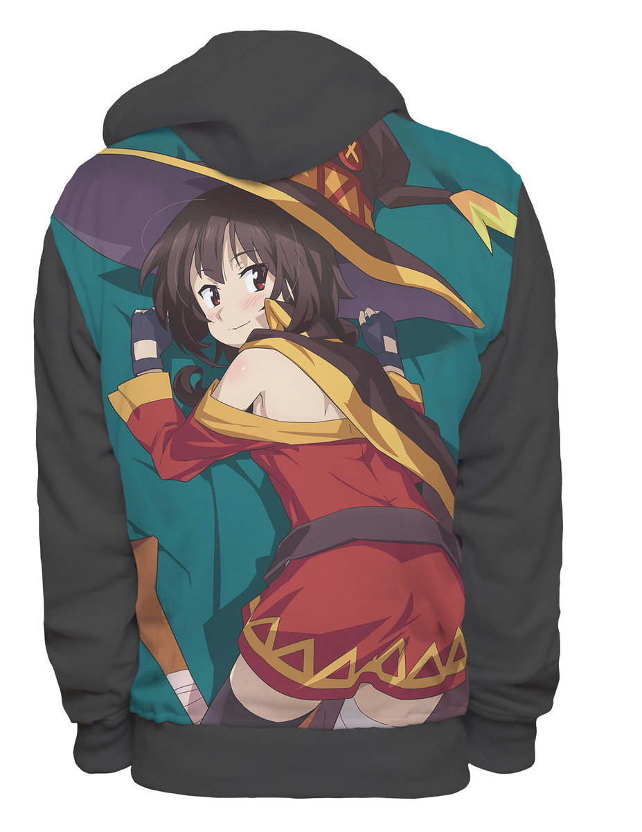 Blusa Moletom Capuz Zíper Konosuba Kazuma Megumin Cosplay