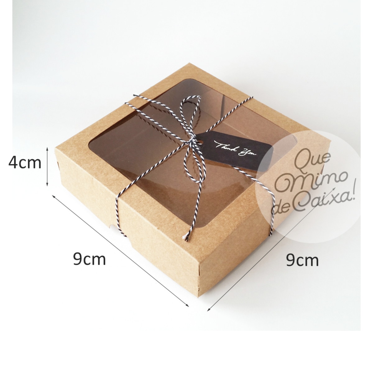 20 Caixa Kraft com Visor para 4 Doces 9x9x4 cm - Com Nota no Elo7 | Que