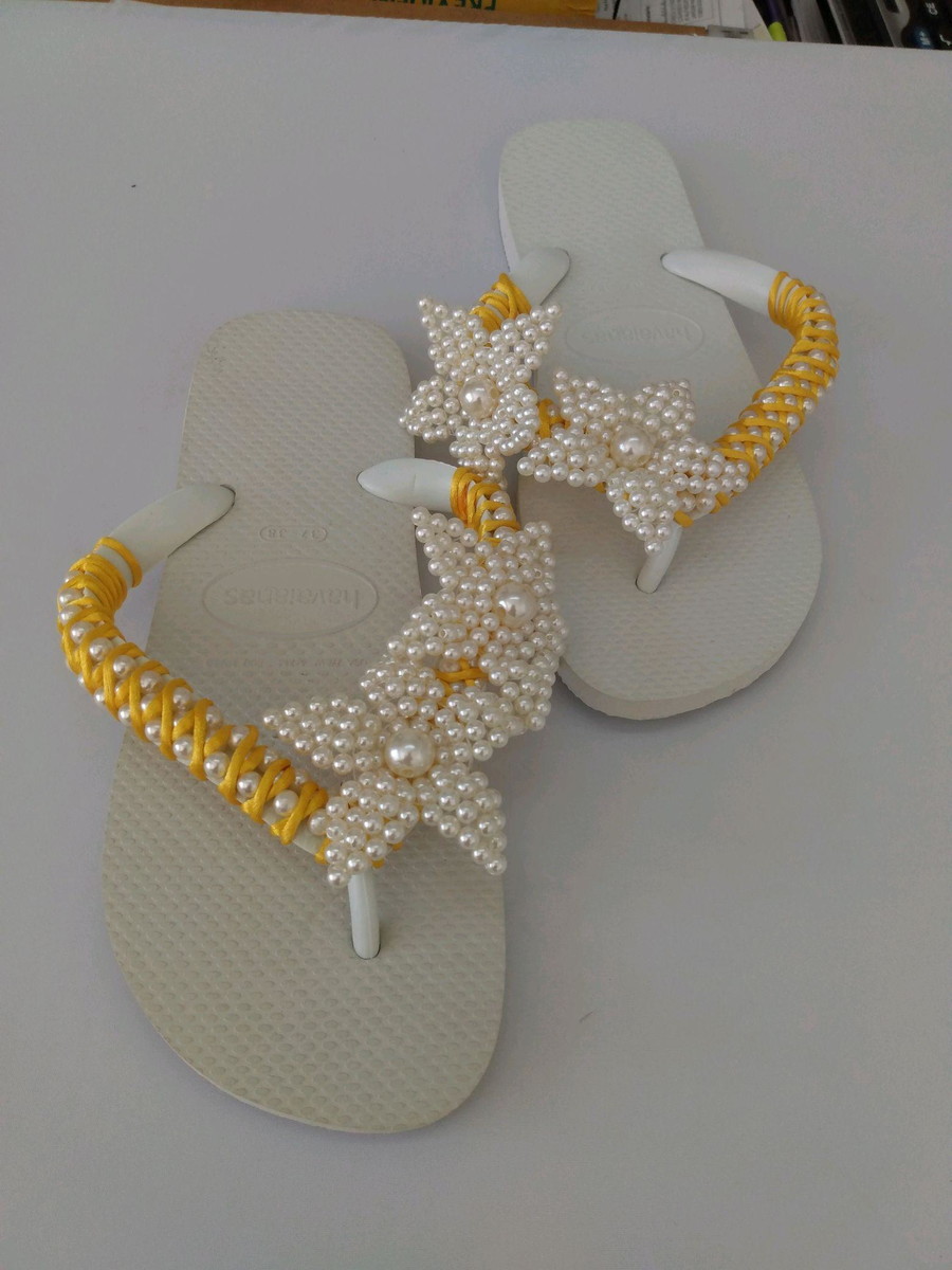 sandalia decorada com perola passo a passo