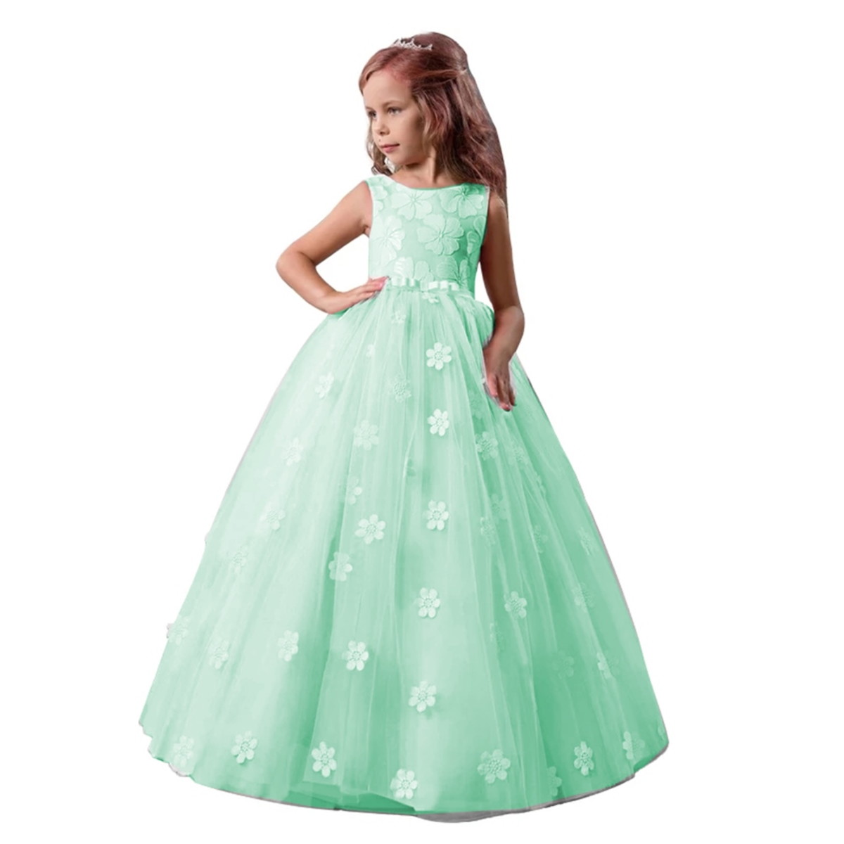 princesa de vestido verde