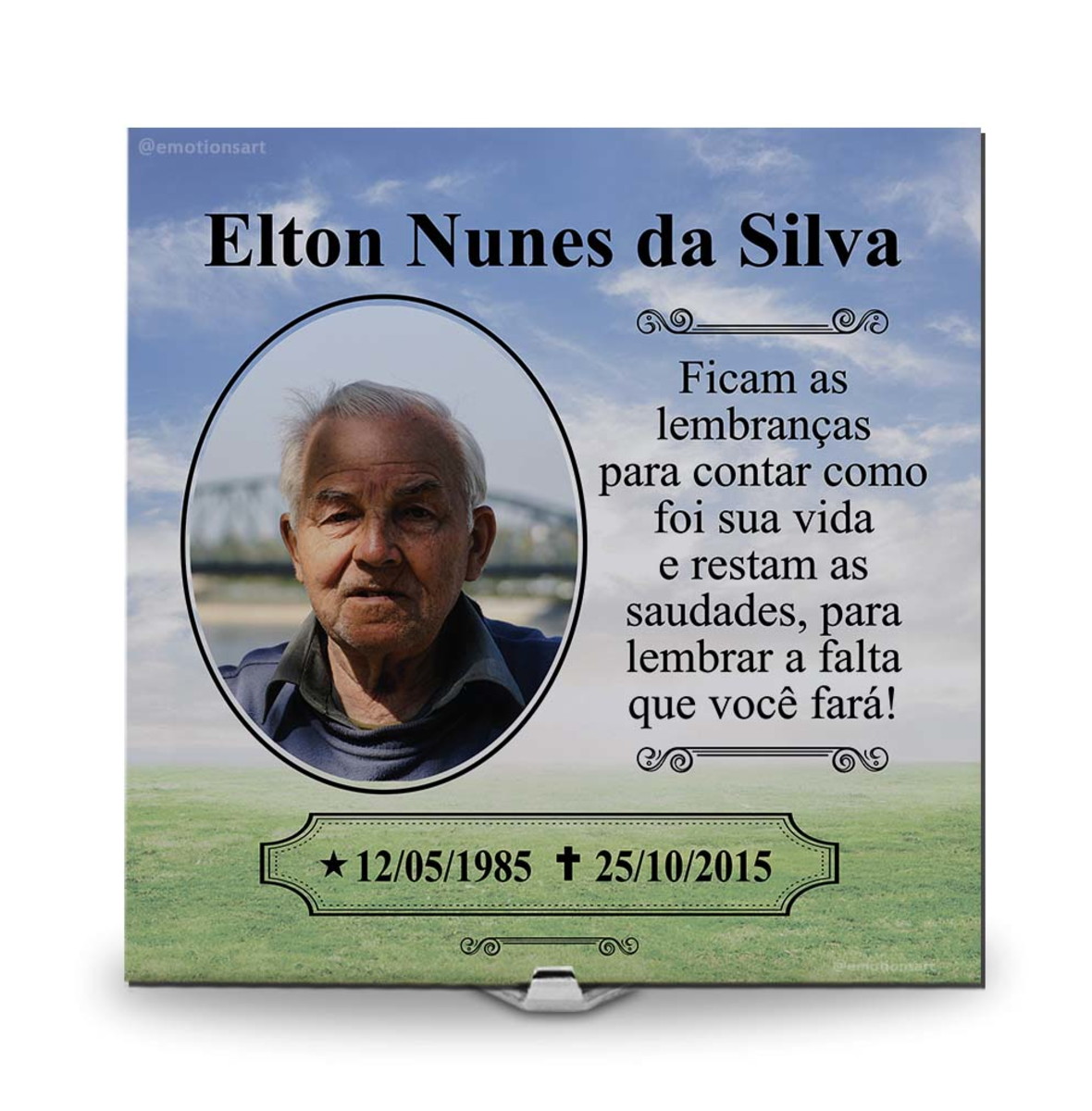 Azulejo com Foto para Lápide Túmulo Memória Cemitério Quadro