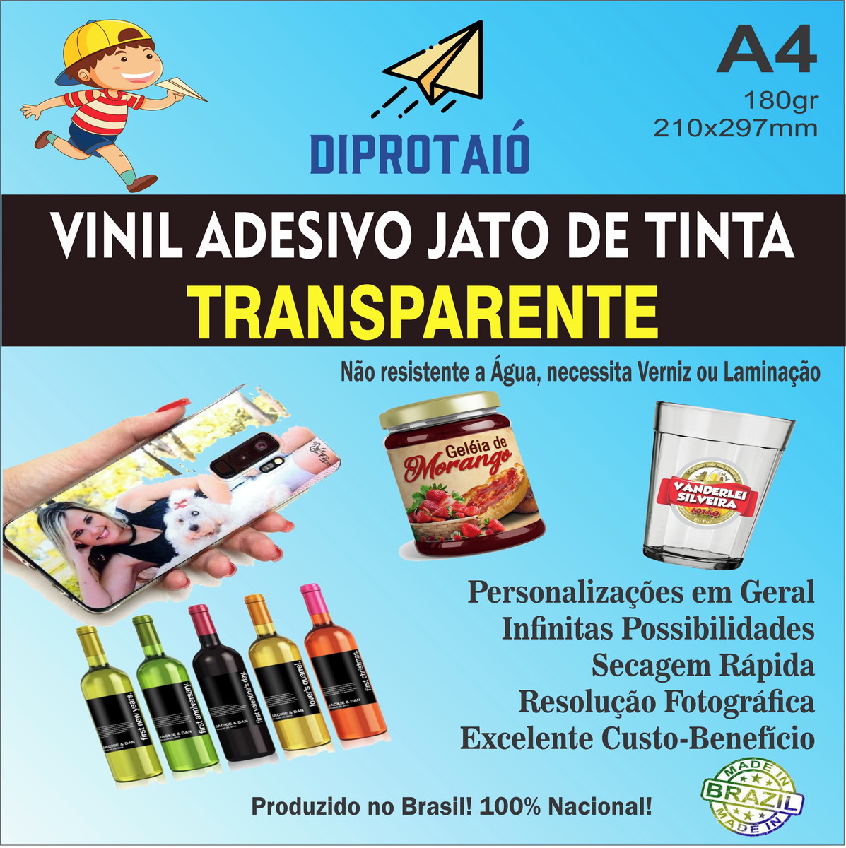 100un Adesivos Vinil Transparentes Jato de Tinta A4 no Elo7 | DIPROTAIÓ