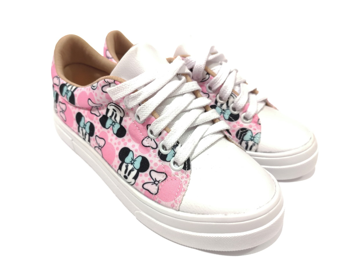 tenis feminino rosa e branco
