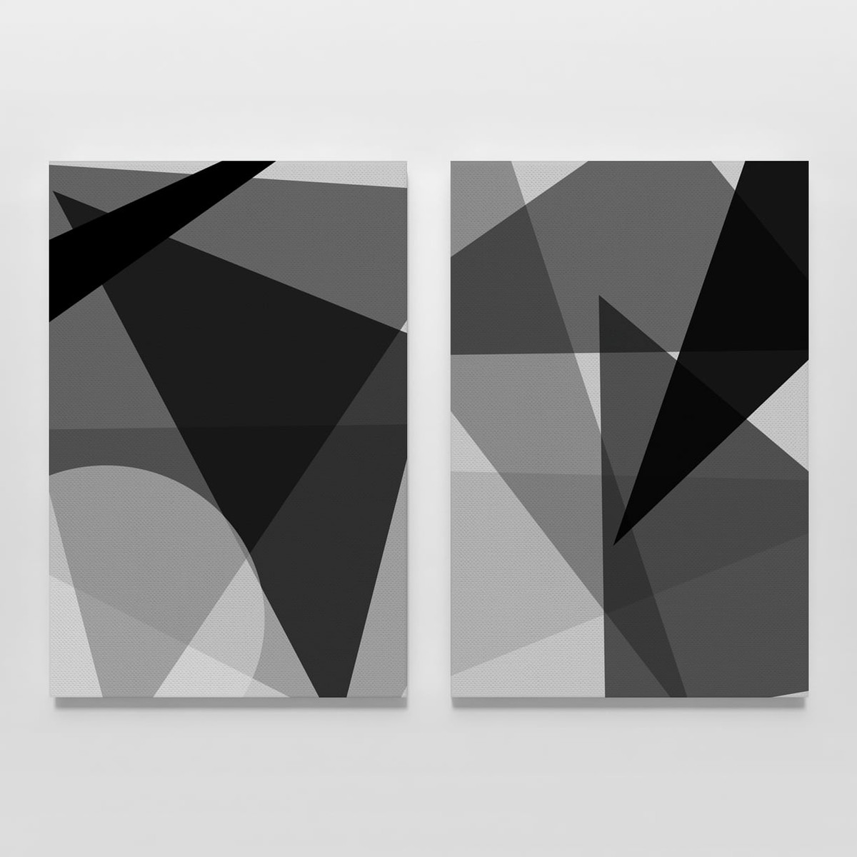 QUADRO ABSTRATO GEOMÉTRICO PRETO E BRANCO - 2 TELAS no Elo7 | MAKEPIC